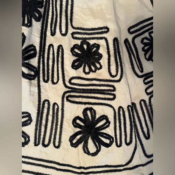 Carole Little Ladies Linen Embroidered Skirt Beige / Black Size 10 - Picture 5 of 5